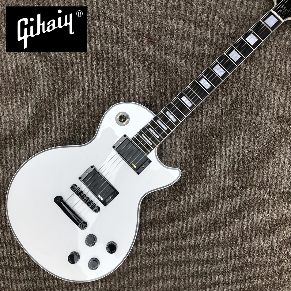 

NEW High quality hand-made electric guitar, white electric guitar with rosewood fingerboard black hardware, free shipping
