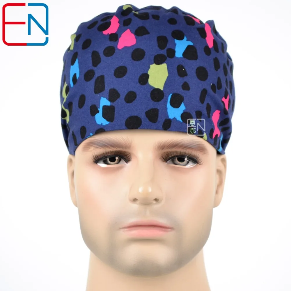 

Hennar Scrub Caps Top Brand Surgical For Men Black Dots Medical Caps High Quality Scrub Caps Masks Doctor Caps Dentist Unisex