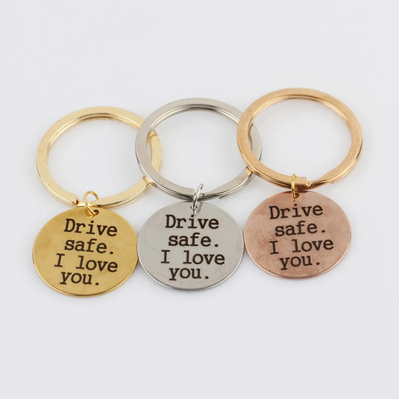 Tmrow 1Pc Drive Safe Keychain Gift for Boyfriend Husband Drive Safe Handsome I Love You
