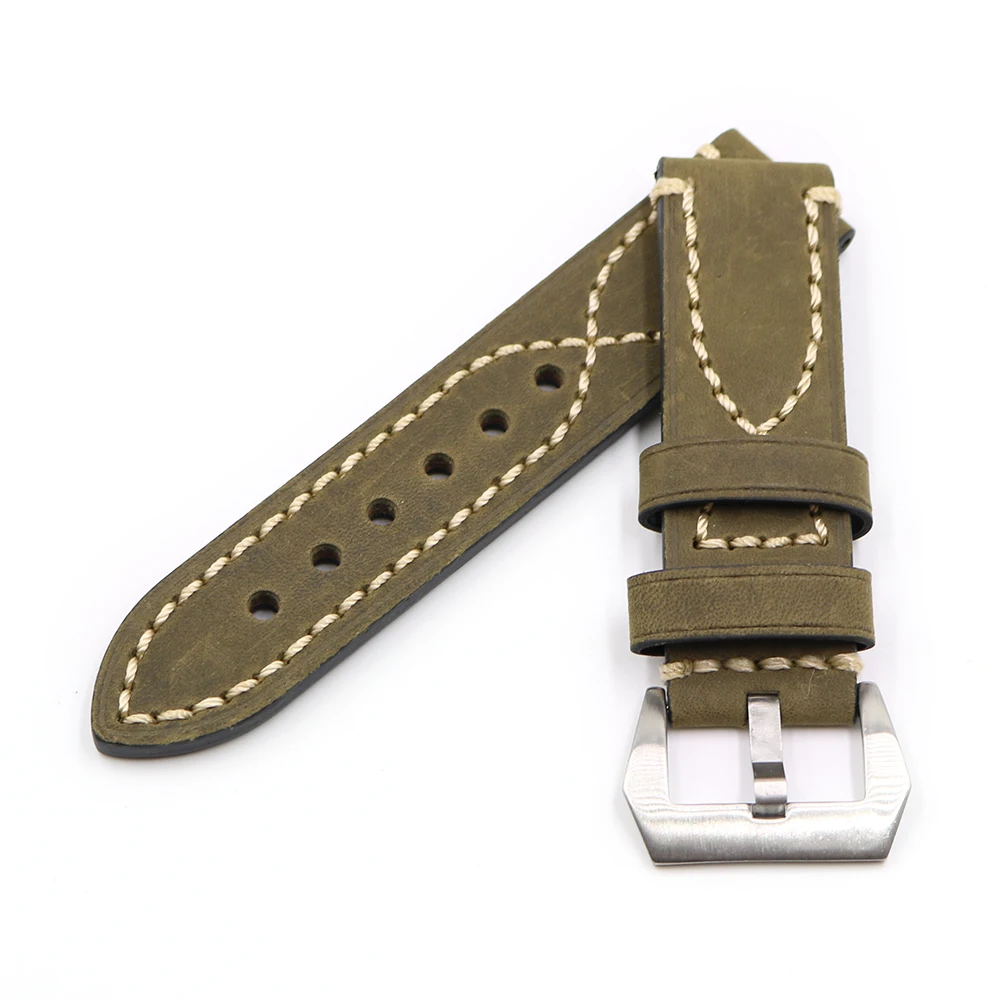 Rolamy 20 22 24 26mm Green Thick Strap Watch Band For Tag CARRERA Omega Montblanc Panerai Daytona Submariner Tissot