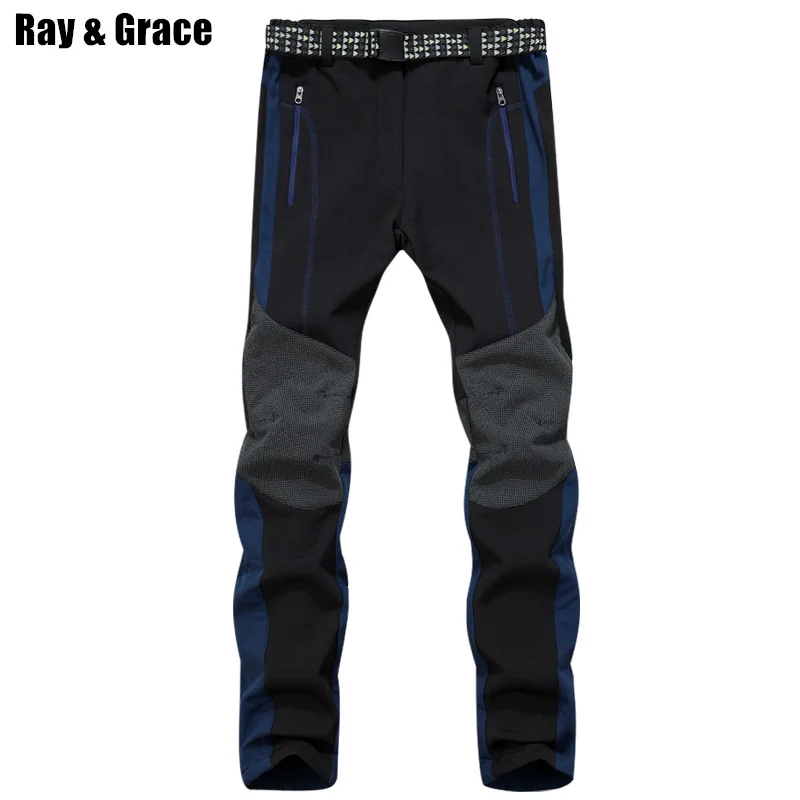 RAY GRACE Men Waterproof Windproof Hiking Trekking Softshell Pants Mountain Climbing Hunting Outdoor Warm Fleece Trousers | Спорт и