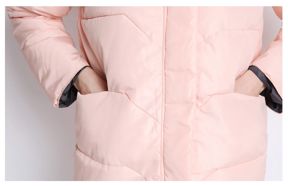 SVESIA Winter Jacket Women Knee Length Pink Coat Camperas Mujer Abrigo Invierno Female Overcoat Parkas For Women