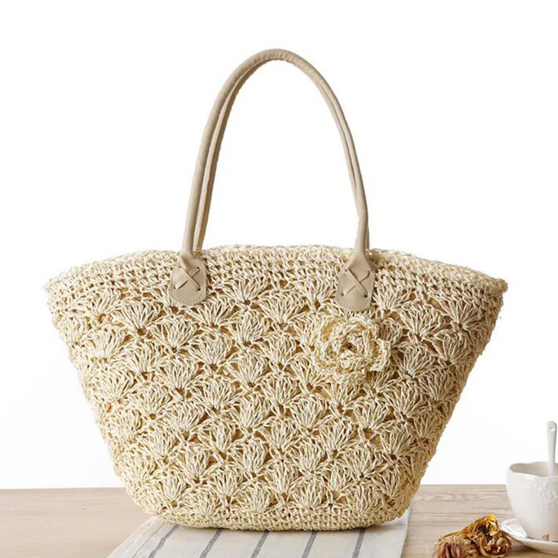 

Senkey style Woven Beach Bags Fashion Women Bag Flowers Rattan Shoulder Bags Summer Bolsa Straw Handbags Famous Brands Casual
