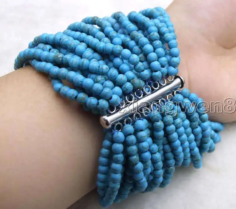 

Free Shipping >> SALE 4mm Round Natural Blue Striped Turquoise 20 strands 7.5-8'' Bracelet