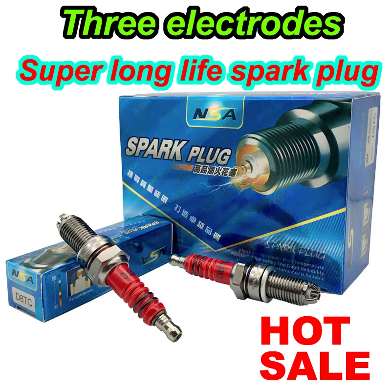 

1PC 3 electordes ground D8TC Motorcycle Spark Plug 125cc for DR8EA D8EA DR8EIX DPR8EA-9 DPR8EIX-9 X24ESR-U HG22 D8TC X24ES-U