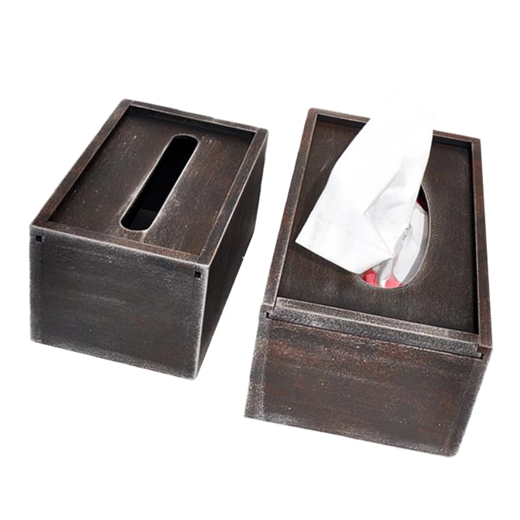 Vintage Style Wood Tissue Box Cover Tissue Paper Dispenser Home Office Decor