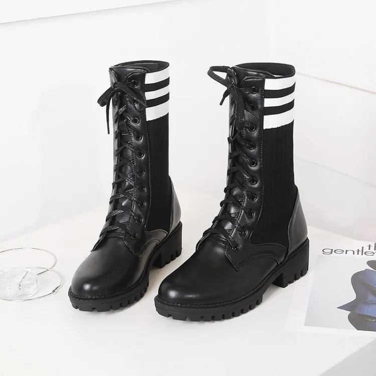 

Big Size 9 10 11 12 boots women shoes ankle boots for women ladies boots shoes woman winter Knit patchwork cross-binding