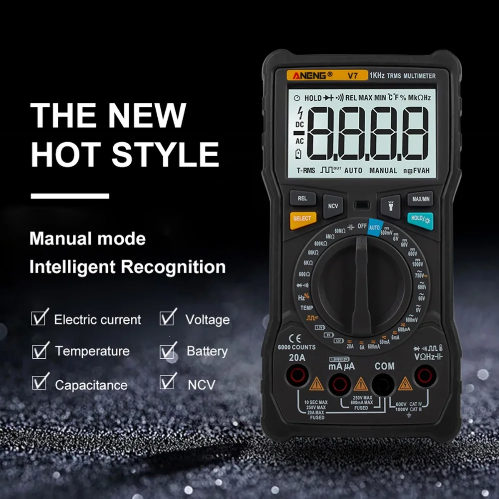 ANENG V7 6000 Counts TRUE RMS Digital Multimeter Square Wave Output Auto Range AC/DC Ammeter Resistance Capacitance Tester | Инструменты