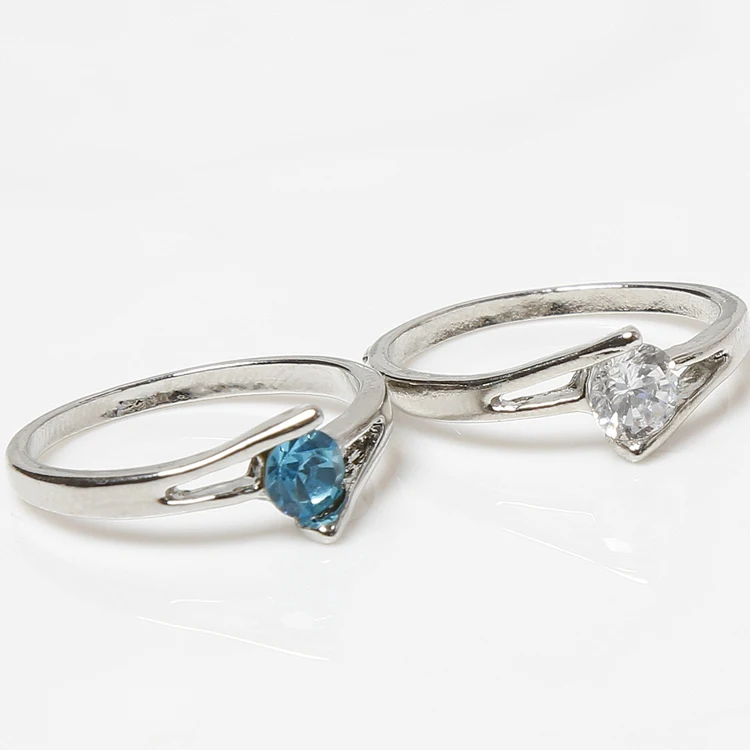 1pc Shaped Heart Zirconia Promise Ring Man's Color White Blue | Украшения и аксессуары