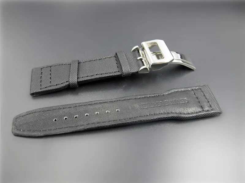 

22mm Black Leather Watch Band/Strap Stainless Steel Deployment Clasp For  Watches men Mechanical Wristwatches