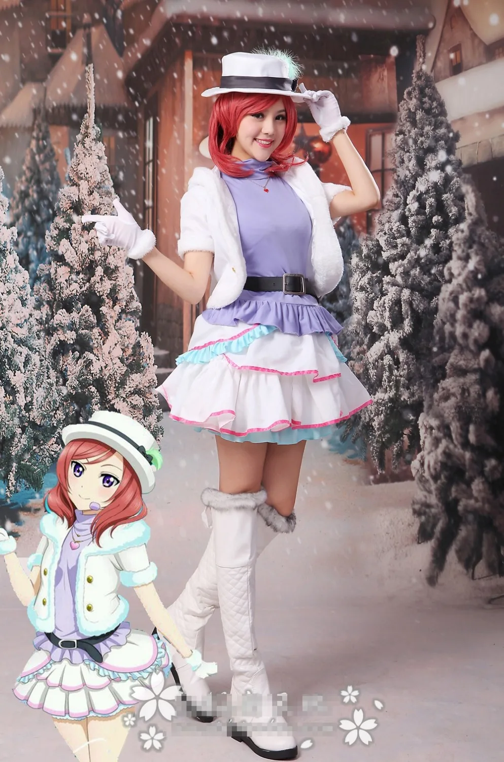 Люблю жить! Nishikino Maki Snow Halation униформа косплей костюм Бесплатная доставка +