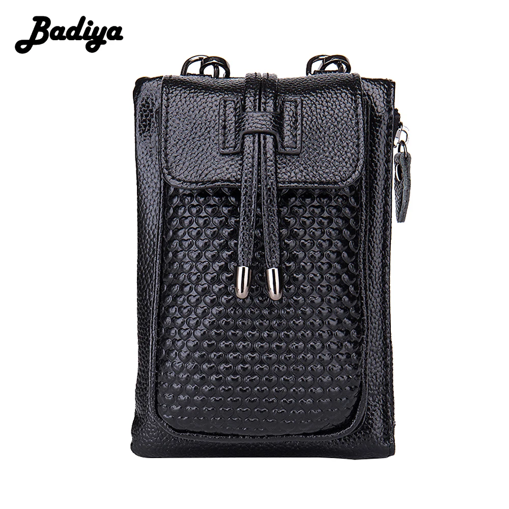 

New Genuine Leather Women Messenger Bags Plaid Zipper Purses Shoulder Strap Hasp& String Small Phone Female Bags Clutches Sac
