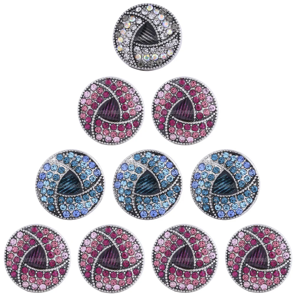 

10pcs/lot Newest Crystal styles 20mm Metal Snap Button Fit Snap Bracelet&Bangles Charm Rhinestone Styles Button Snaps Jewelry