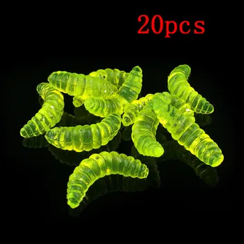 

20pcs/100pcs Maggot Grub Soft Fishing Lures Bait Soft Maggot Lure Luminous Smell Artificial Grub Carp Fishing Lure