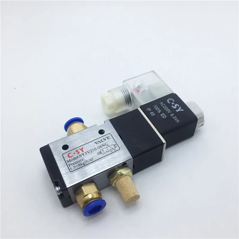 

3v210-08 Electric Solenoid Valve 2 Position 5 Port Air Magnetic Valve With 6mm 8mm 10mm Value Fittings Quick Connectors Mufflers