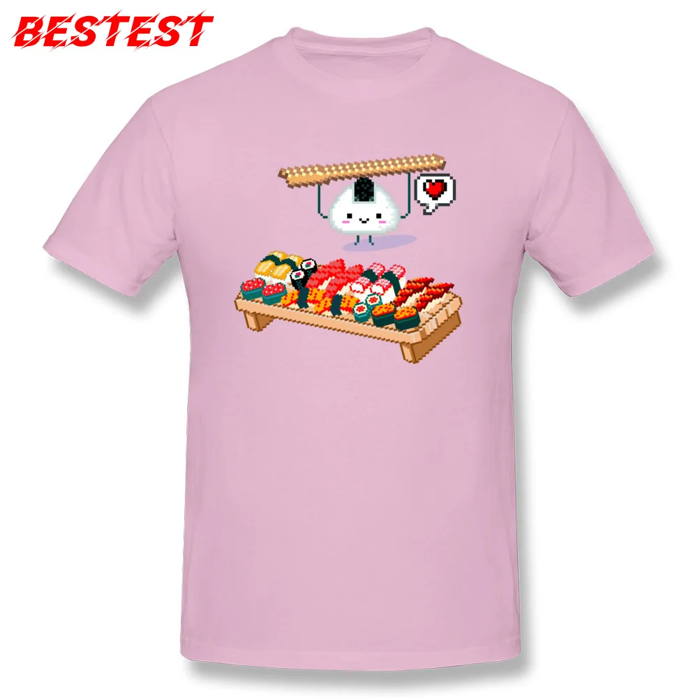 A bit Of Sushi 100% Cotton Fabric Custom T Shirt Fitted Short Sleeve Men Top T-shirts Birthday ostern Day T-shirts O Neck A bit Of Sushi pink