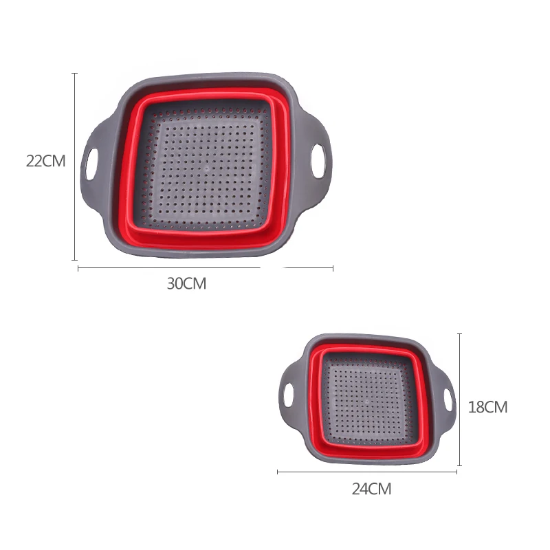 Полезная Складная корзина для мытья фруктов и овощей, сетчатый фильтр, портативный пластиковый резиновый дуршлаг, складной Слив, домашние кухонные инструменты
