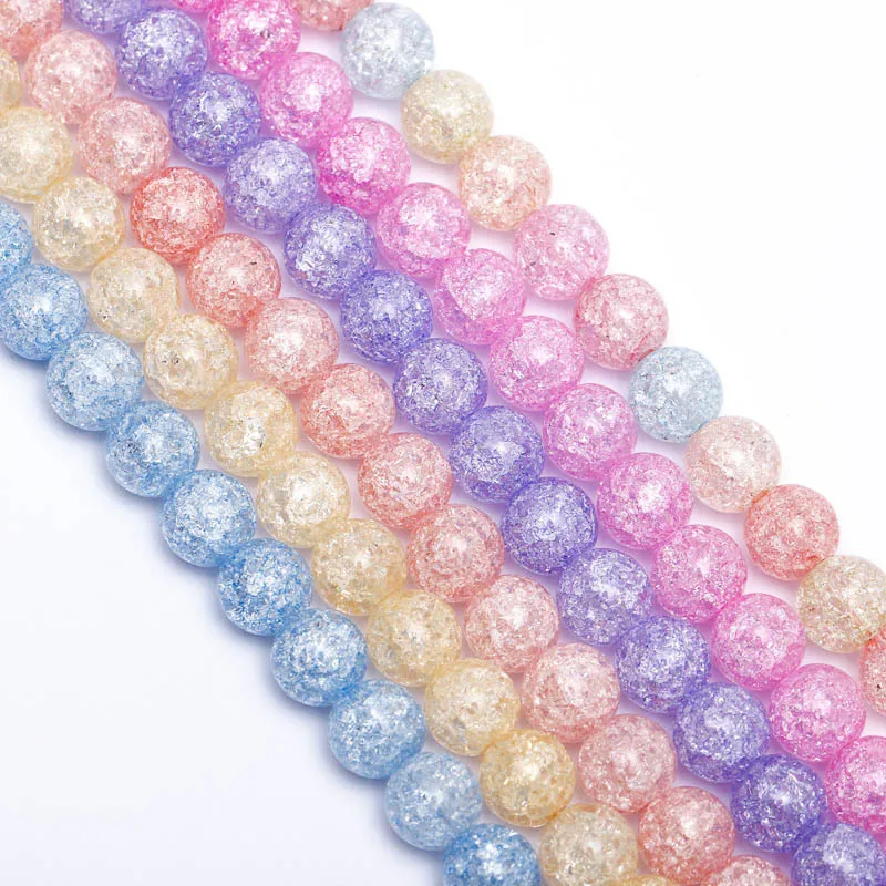 

1 Strand/lot Multicolor 4/6/8/10/12mm Crystal Charm Beads Snow Cracked Quartz Crystal Loose Spacer Beads for Jewelry Making