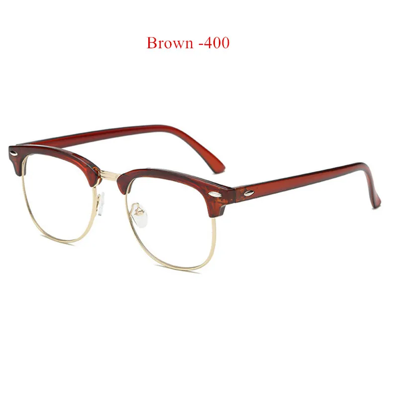 Imwete, ретро очки для близорукости, для мужчин и женщин, полуоправа, очки для студентов, близорукие очки-1,0-1,5-2,0-2,5-3,0-3,5 - Цвет оправы: Brown400