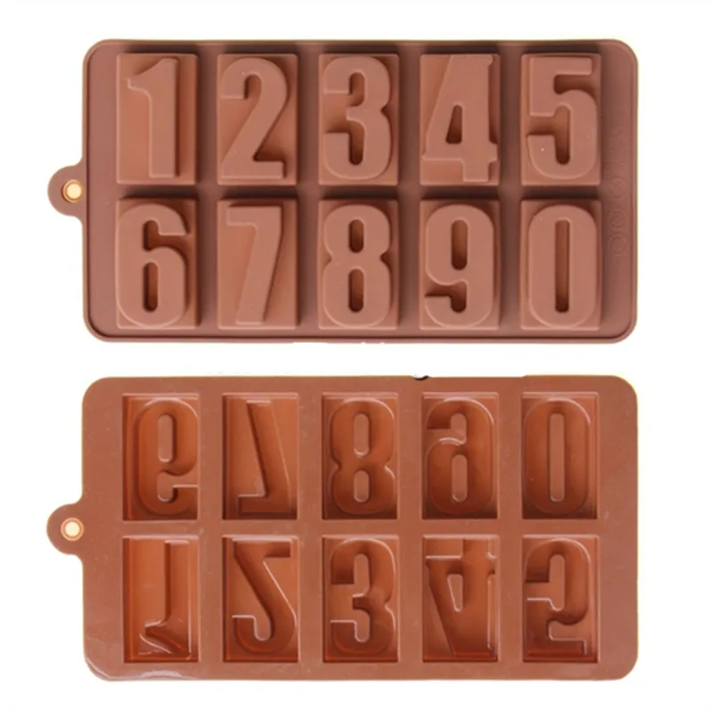 Kitchen Accessories Baking Embossing Numbers Silicone Chocolate Mold as