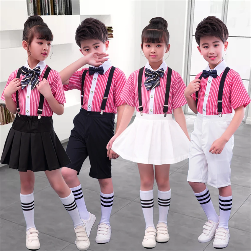 

8Style New Japanese School Uniform for Girl Skirt Stripe College Chorus Team Wear Stage Performance Clothing Kids Costumes
