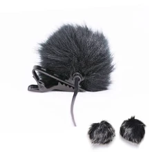 Microfone de pele artificial cinza escuro, tela de vento, microfone para lapela, 1 peça