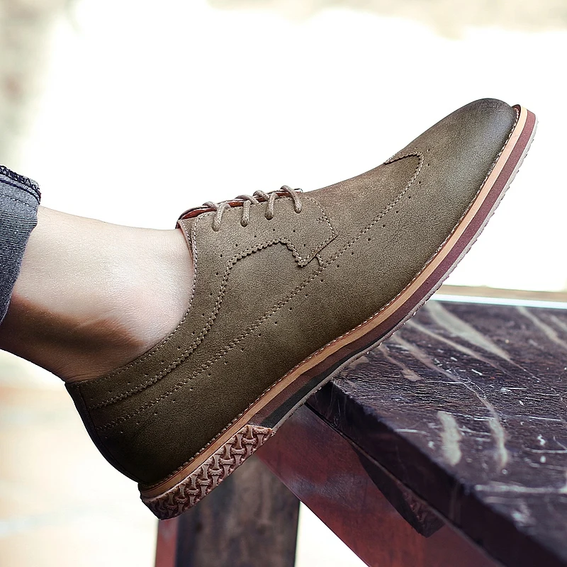 fashion suede leather men shoes elegant male footwear italian office leisure moccasins dress classic brogue oxford shoes for men (46)