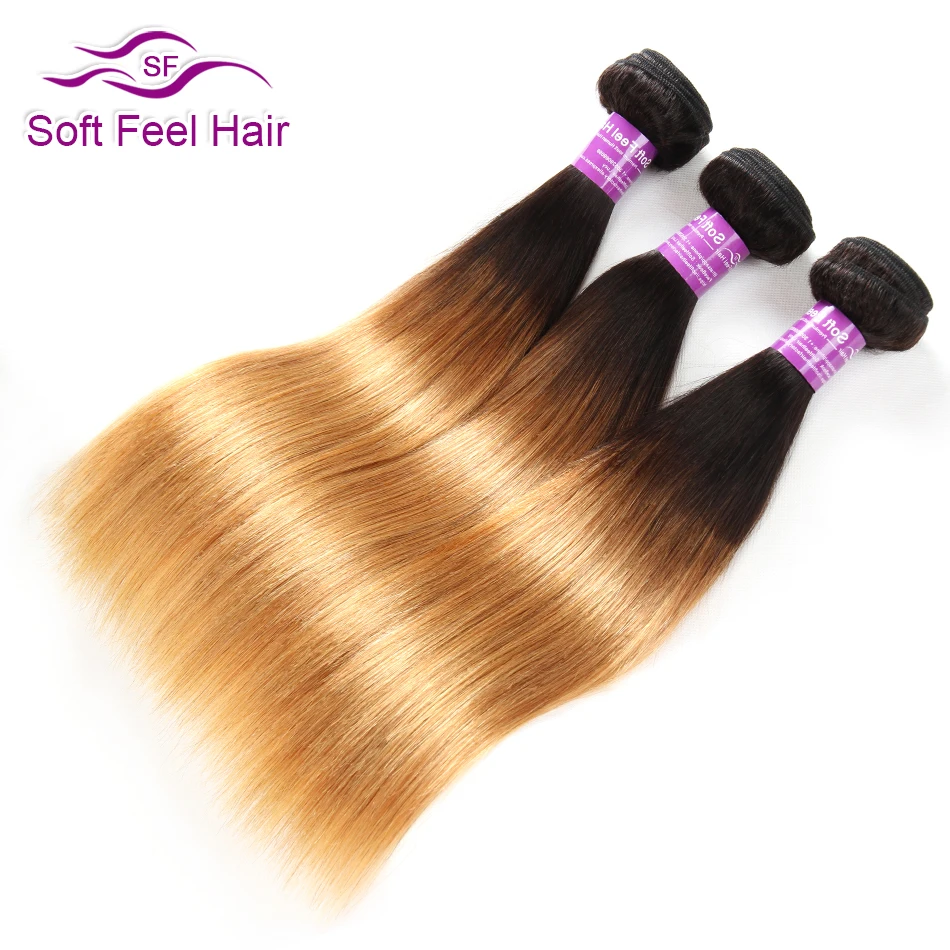 Soft Feel Hair Ombre Brazilian Straight Hair Bundles With Closure Remy T1B/27 Honey Blonde Human Hair 3/4 Bundles With Closure Soft Feel Hair Ombre Brazilian Straight Hair Bundles With Closure Remy T1B/27 Honey Blonde Human Hair 3/4 Bundles With Closure