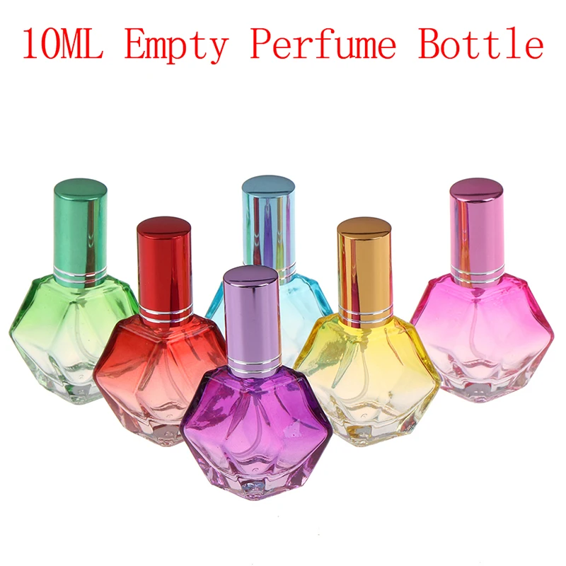1PC 10ml Colorful Glass Perfume Bottles Spray Refillable Atomizer Portable Travel Scent Bottles Packaging Bottle