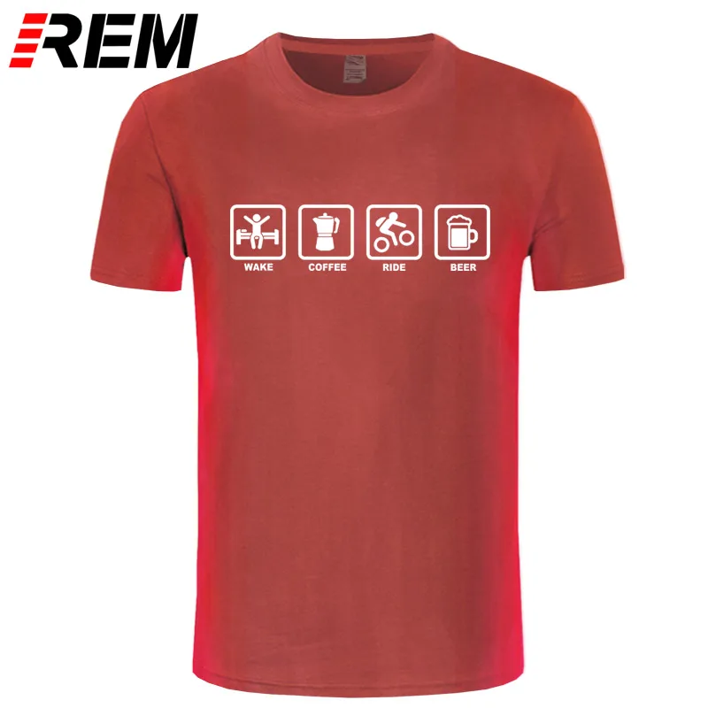 REM ropa de marca Wake Coffee Rider Beer Bicycle Camiseta divertida Camiseta de algodón de manga corta Camiseta Top Camiseta REM ropa de marca Wake Coffee Rider Beer Bicycle Camiseta divertida Camiseta de algodón de manga corta Camiseta Top Camiseta