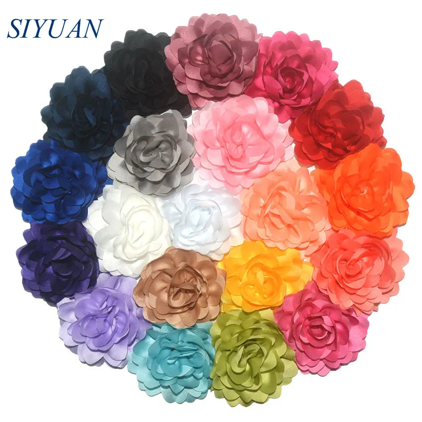

50pcs/lot 3.2'' Eco-friendly Fabric Ribbon Satin Flower Hair Clip Vivid Floral DIY Craft Wedding Party Festival Supplies TH277