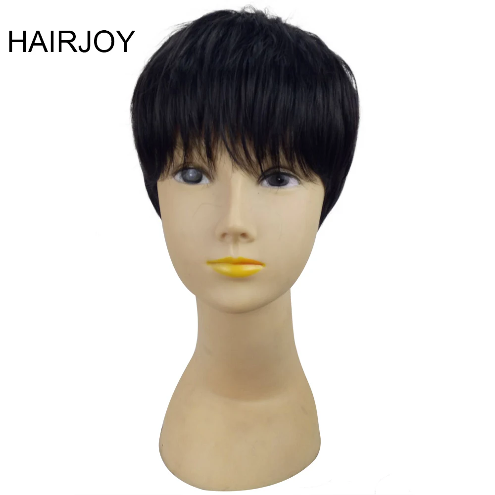 HAIRJOY Wig 1B Color Short Straight Synthetic Woman Pixie Hair High Temperature Fiber Free Shipping 4 Colors Available