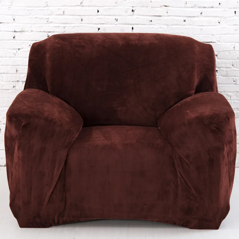 Универсальный чехол для дивана утолщаются теплый плюш чехол кофейного цвета эластичный чехол на диван угловой диван крышка для осень-зима 1/2/3/4-Seater