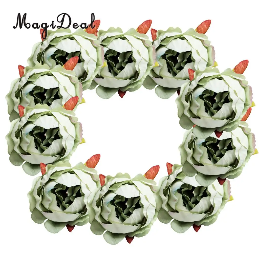 MagiDeal Beautiful 10Pcs Artificial Silk Rose Flower Head for Wedding Corsage Flower Ball Garland Curtains Decor 10 Color Option