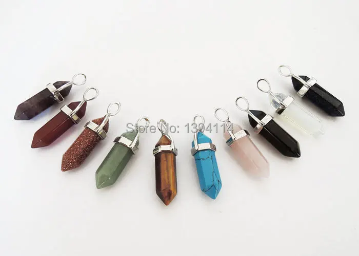 

Mixed Stones Purple Quartz / Tiger Eye / Pink Quartz Point Of Gluing Crown Cap Pendant Of Cladding Silver Approx 8*37 mm