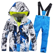 2019 heißer Verkauf Marke Jungen/Mädchen Ski Anzug Wasserdichte Hosen + Jacke Set Winter Sport Verdickt Kleidung kinder ski Anzüge-30