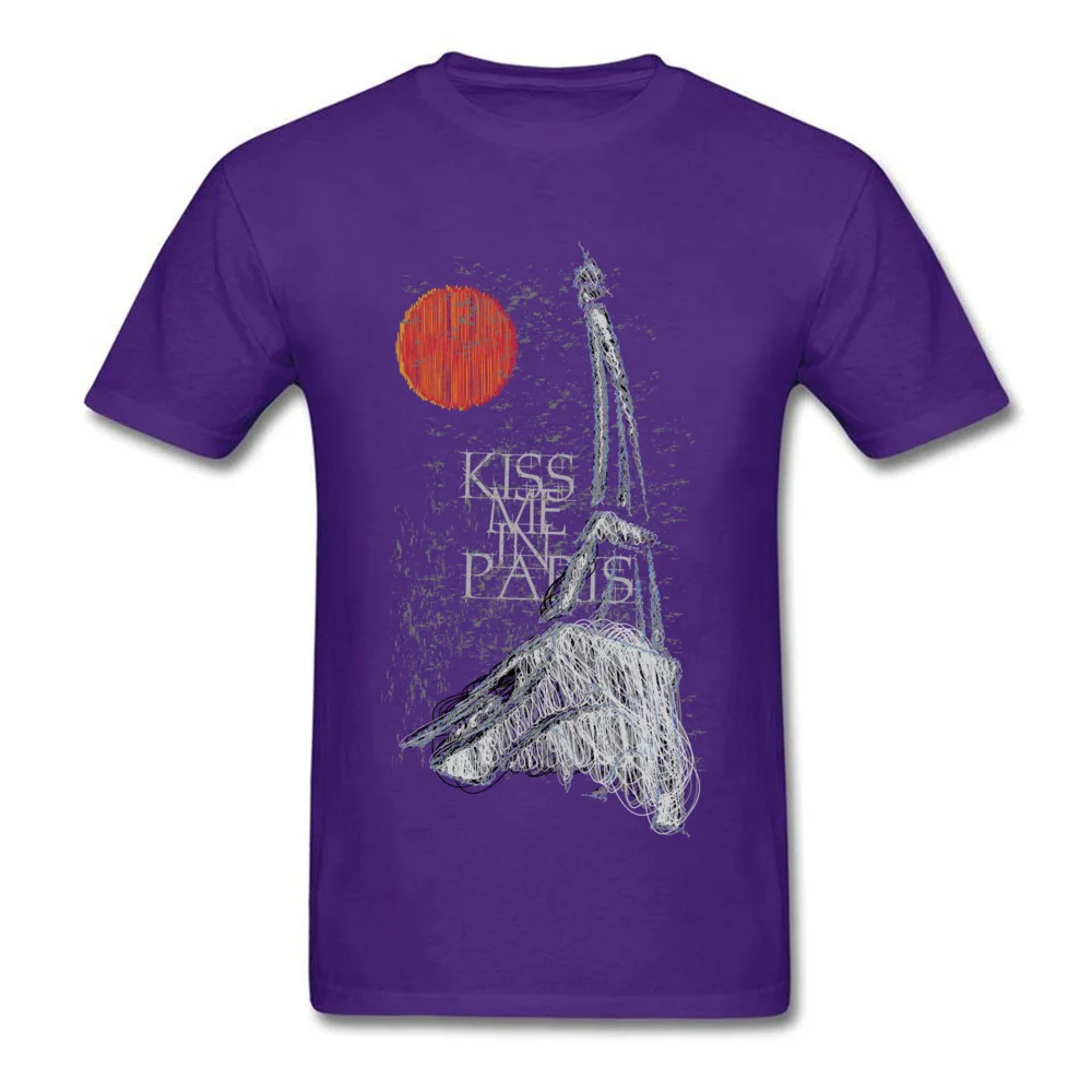 Paris Cotton Fabric Tees for Men Summer T-Shirt Party Hot Sale Round Collar Tops T Shirt Short Sleeve Drop Shipping Paris purple