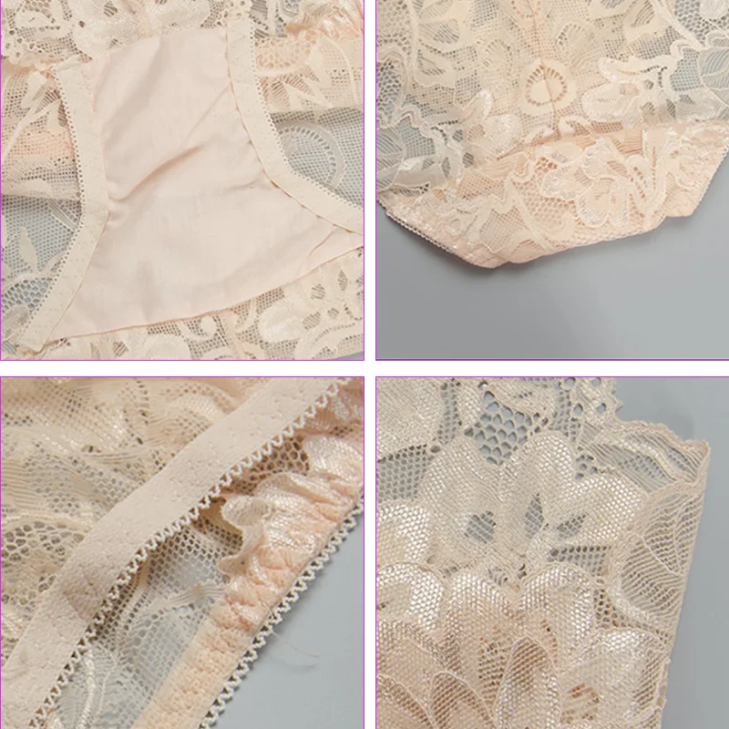 Jerrinut Full Lace Panty For Women Plus Size XL XXL XXXL XXXXL Briefs Underwear Lingerie Intiamtes Transparent Mid Waist Panties12