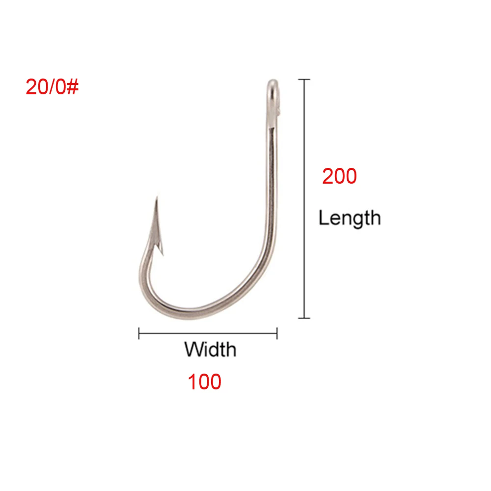 lixada Stainless Steel Barbed Strong Big Game Fish Tuna Bait Fishing Hooks 6/0 7/0 8/0 9/0 10/0 11/0 12/0 14/0 16/0 18/0 20/0 - Color: 20