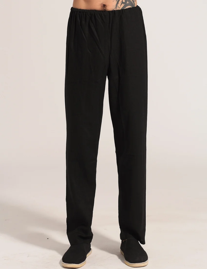 Black New Spring Trousers Chinese Men's Cotton Linen Kung Fu Casual