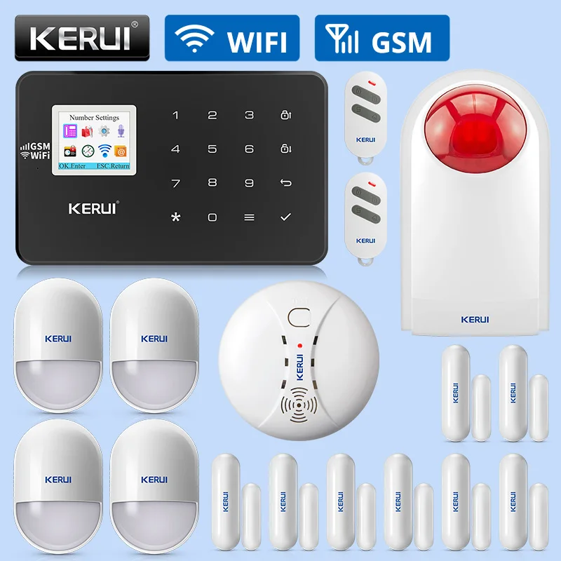 KERUI W18 беспроводная домашняя охранная сигнализация Wi-Fi GSM система приложение контроль дыма зондирование газа зондирование сигнализации устройство комбинированный комплект