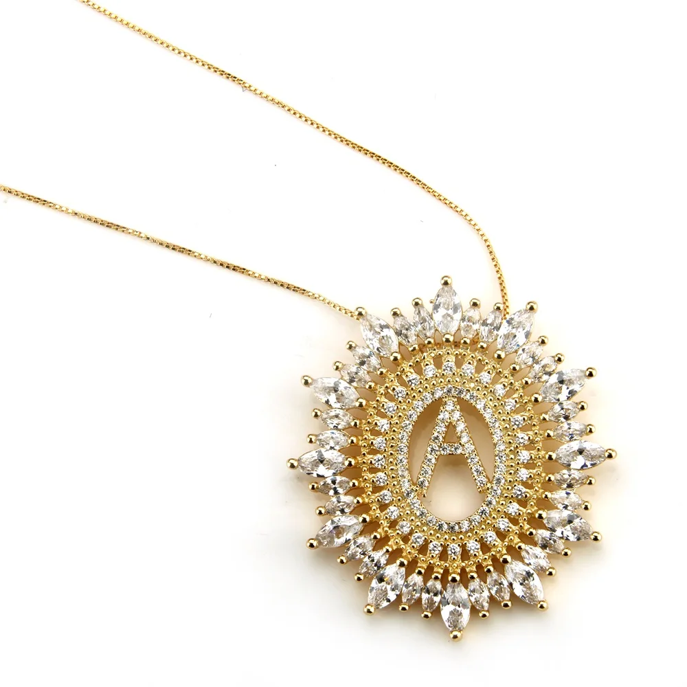 Sunarry Золотой Цвет Медь белый кубический цирконий письмо кулон колье Для женщин