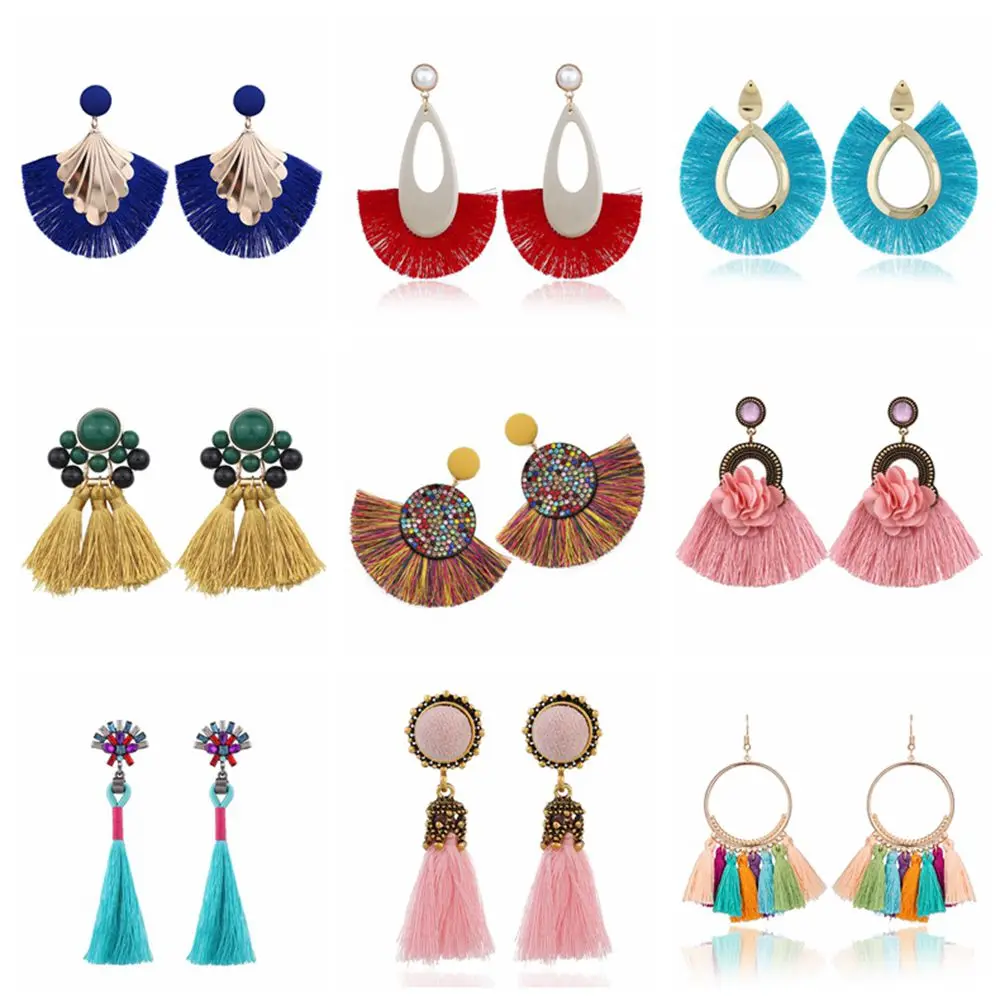 

Free Fan New Bohemian Long Gold Tassel Earrings Fashion Handmade Boho Big Statement Drop Earrings For Women Jewelry Brincos 2019