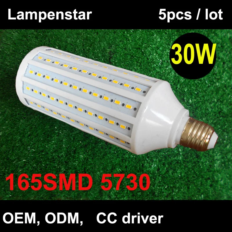 

360 degree Super bright 165pcs SMD5630 30W LED Bulb E27 3000lm Corn light AC85-265V AC220V 230V AC240V Lampara Bombilla