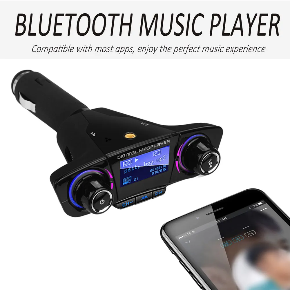 Новые громкой связи Bluetooth гарнитура для лучшие продажи Bluetooth автомобильный набор, свободные руки, Беспроводной FM передатчик Dual USB 5V 2.1A зарядка Хендс-фри Автомобильный MP3-плеер
