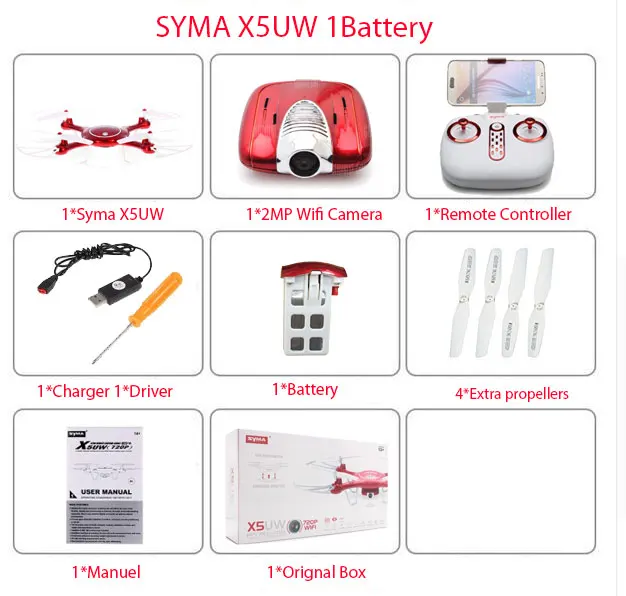 Новейшая модель; SYMA X5UW Дрон 720P WI-FI с видом от первого лица 2MP HD Камера вертолет высота удерживайте один ключ Land 2,4G 4CH 6 оси Квадрокоптер с дистанционным управлением - Цвет: Original box 1B