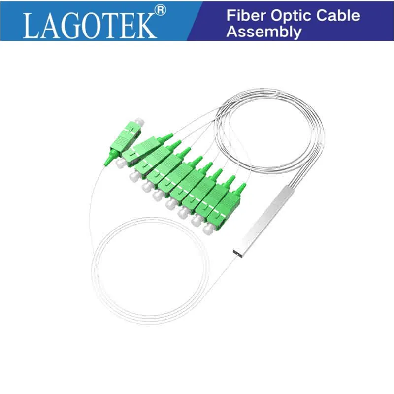 

10pcs/lot 0.9mm Steel Tube Fiber Optic PLC Splitter 1x8 SC/APC Mini Blockless 1*8 SC APC Connector Free Shipping