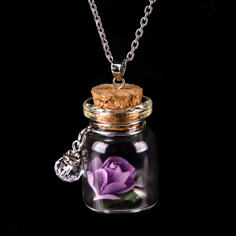 Necklace Trendy Round New Handmade Glass Bottle Necklace Boutique Glow Flower Pendant Jewelry For Women