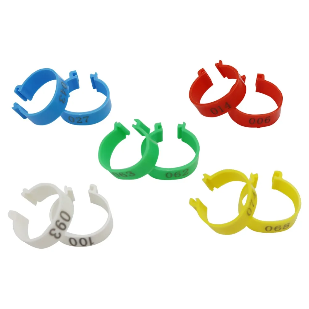 

20mm Chicken Digital Clip Ring Plastic Identification Ring NO. 1-100 Poultry Foot Ring Chicken Coop Feeding supplies 100 Pcs