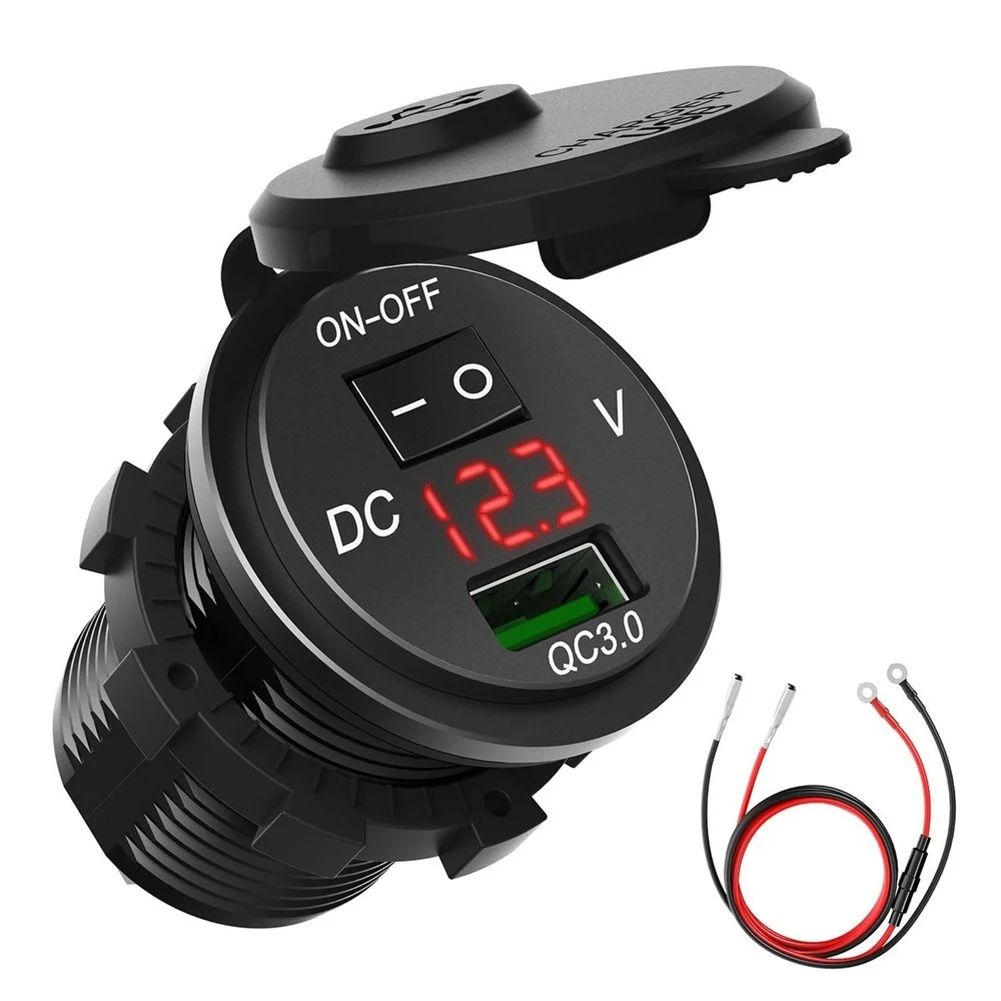 

Boat Car Motorcycle Accessories LED Display Car USB Charger Socket Voltmeter Cigarette Lighter Car Dual USB Charger Adapter